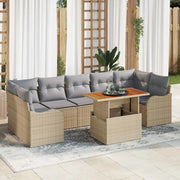 Set Divano da Giardino 8 pcs Beige Poly Rattan