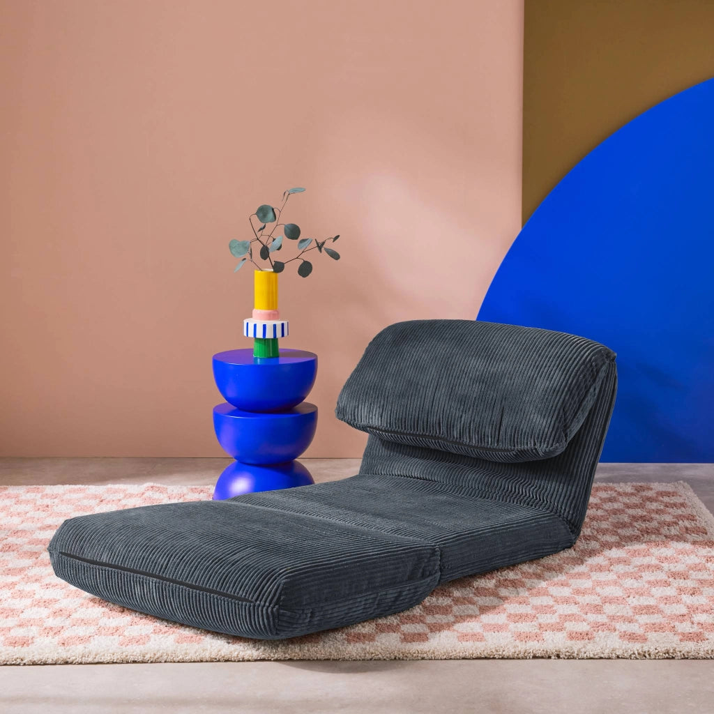 Poltrona letto convertibile velluto a coste grosse coste, blu scuro