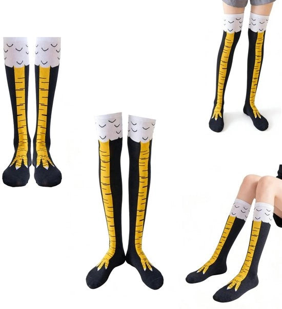 Set di calze per pollo in peluche - 3D - Unisex - Set da 2 pezzi - Accessorio divertente per regali - Mix morbido e respirante