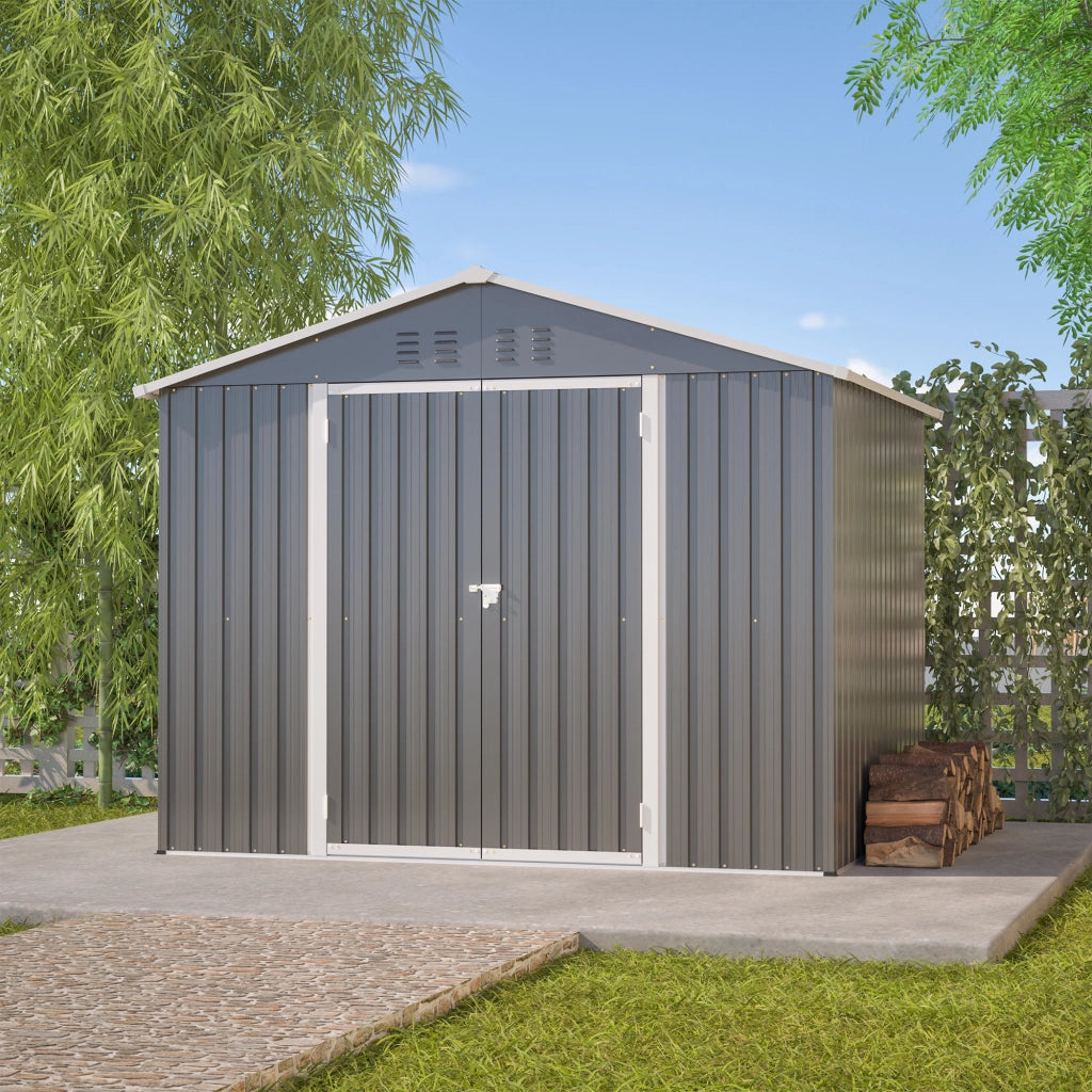 8x6FT Graues Metall-Tool-Shed mit Klapptür; Anthrazit-Farbe – Ideal für Gartenger?te und Werkzeugaufbewahrung