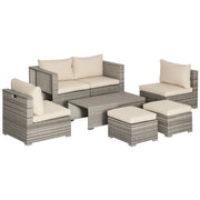 Set da Giardino 8 Pezzi in Rattan con Poltrone e Tavolini ¨C Minimal ¨C Beige