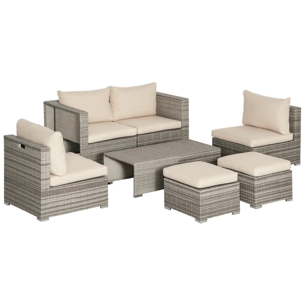 Set da Giardino 8 Pezzi in Rattan con Poltrone e Tavolini ¨C Minimal ¨C Beige