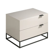 Comodino in legno grigio e acciaio nero