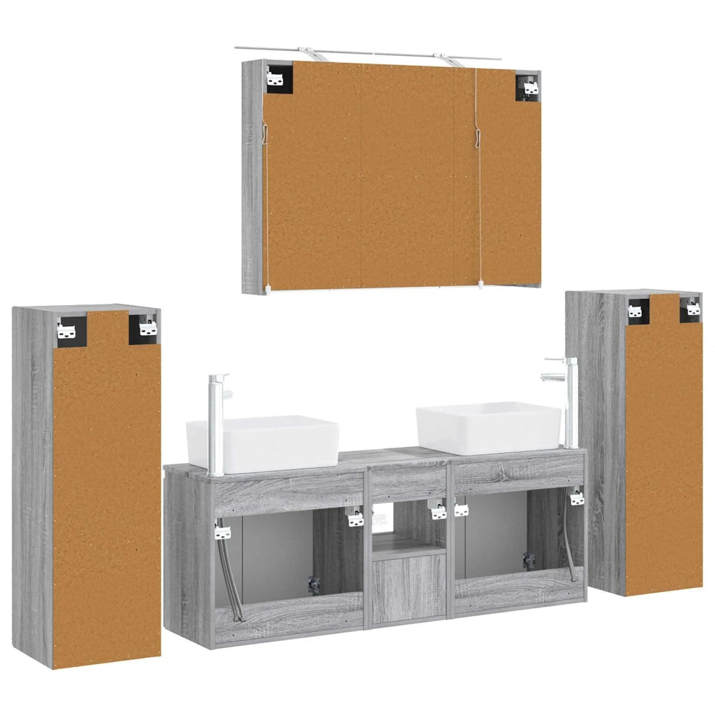 Set di mobili per il bagno 6 pz Sonoma grigio 3407164