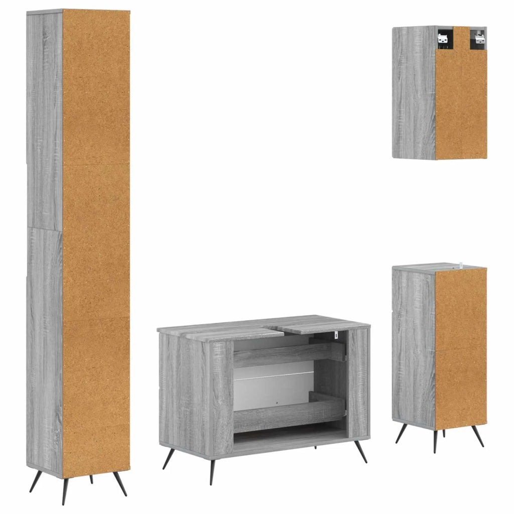 Set di Mobili da Bagno da 4 Pezzi BREDA Sonoma grigio 3417969