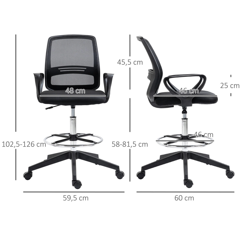 Sedia da ufficio girevole regolabile con poggiapiedi, schienale ergonomico, in plastica Nero