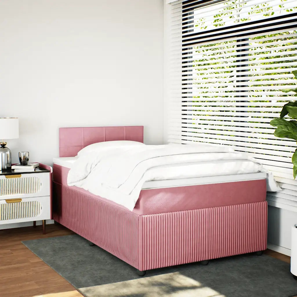 Giroletto a Molle con Materasso Rosa 120x190 cm in Velluto