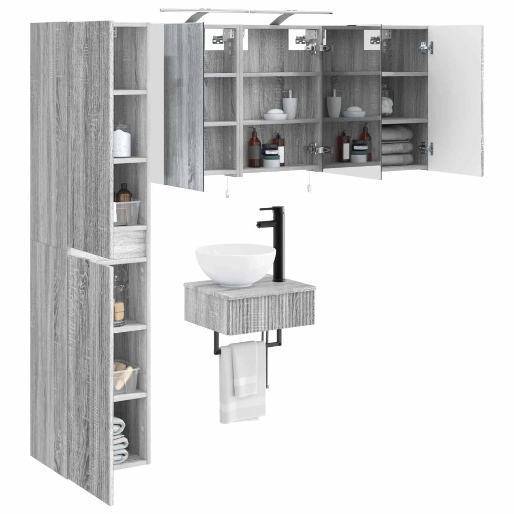 Set di mobili per il bagno 5 pz Sonoma grigio 3407244