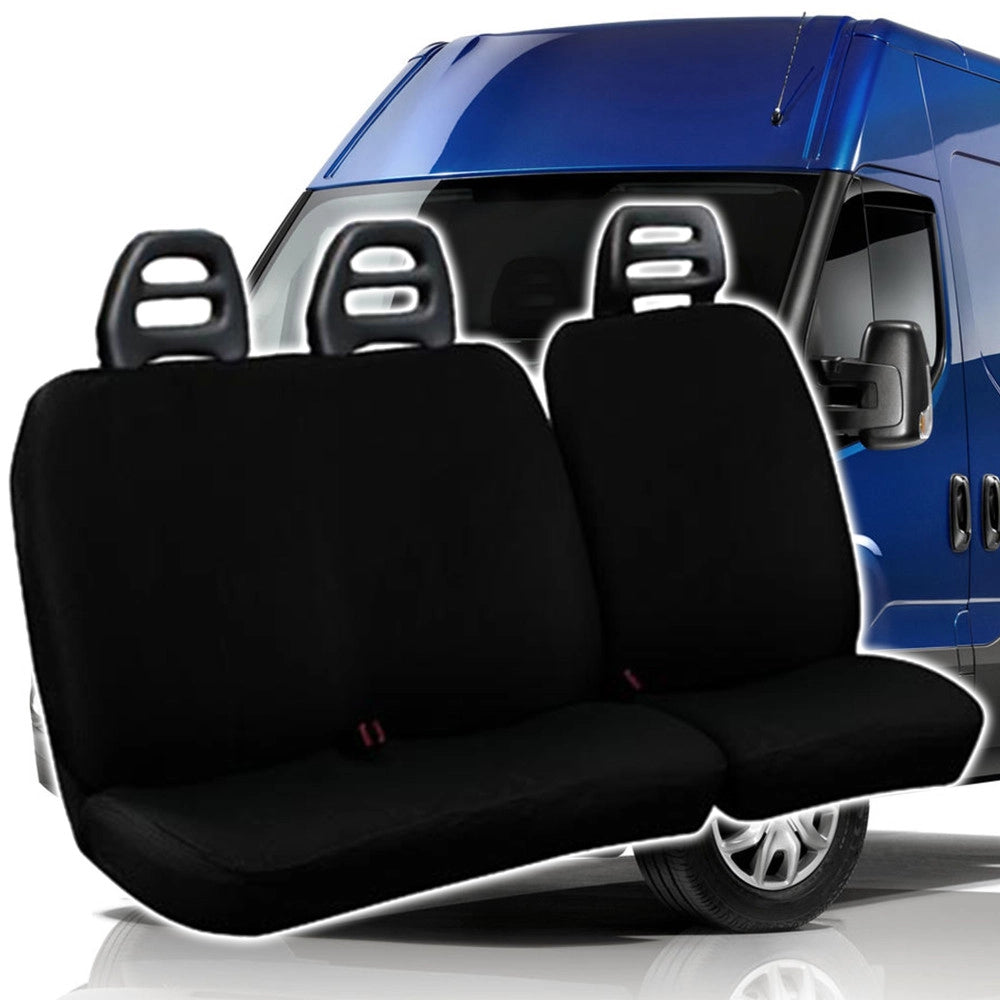 Trade Shop - Coprisedili Per Furgone 3 Posti Iveco Daily Universali In Cotone Colore Nero -