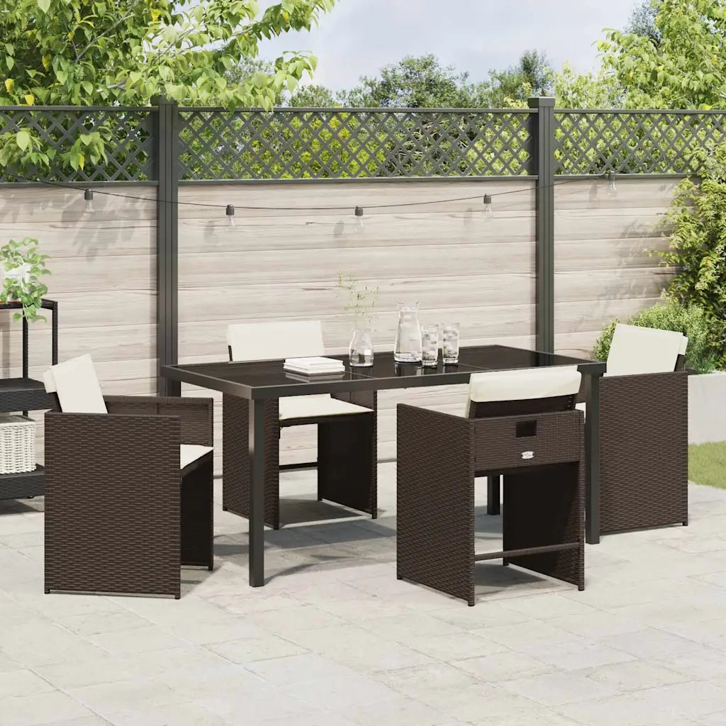 Set da Pranzo per Giardino 5 pcs Marrone polyrattan