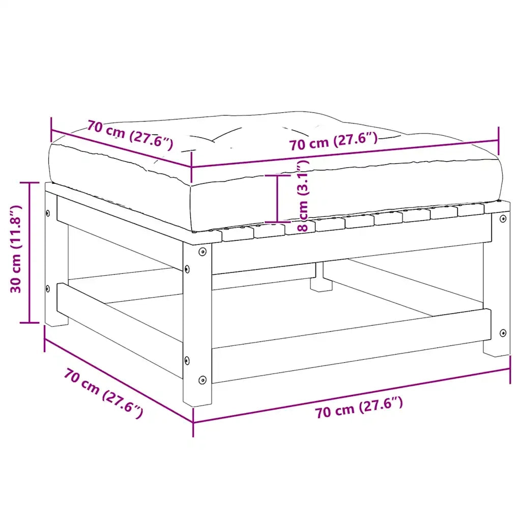 Poggiapiedi da Giardino con Cuscini 2 pz Bianchi in Legno Pino CFW4793550
