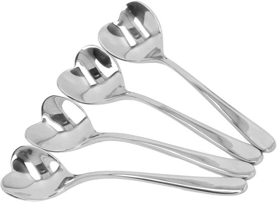 Cucchiaio per caffè 4 in 1 - Acciaio inossidabile - Maniglia ergonomico - Forma a cuore - Adatto per tè/caffè - Comodo da utilizzare - Cucchiaio per tè