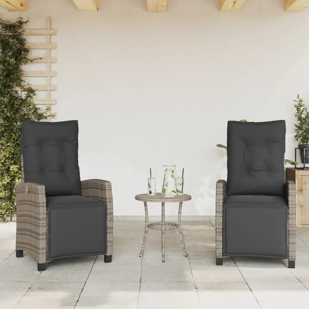 Set da Bistrò 3 pz con Cuscini Grigio in Polyrattan 365251