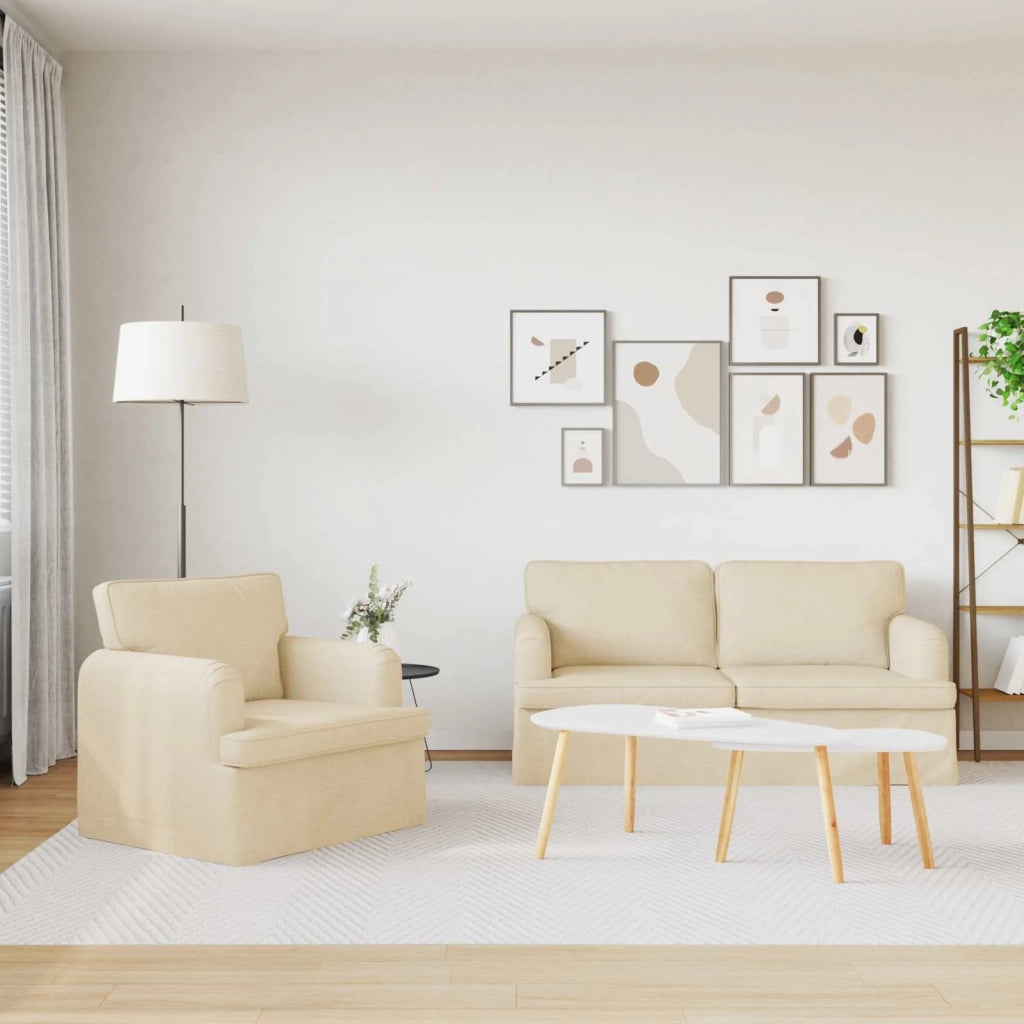 Set di divani 2 pcs Crema 162 x 80 x 85 cm Tessuto 3407565
