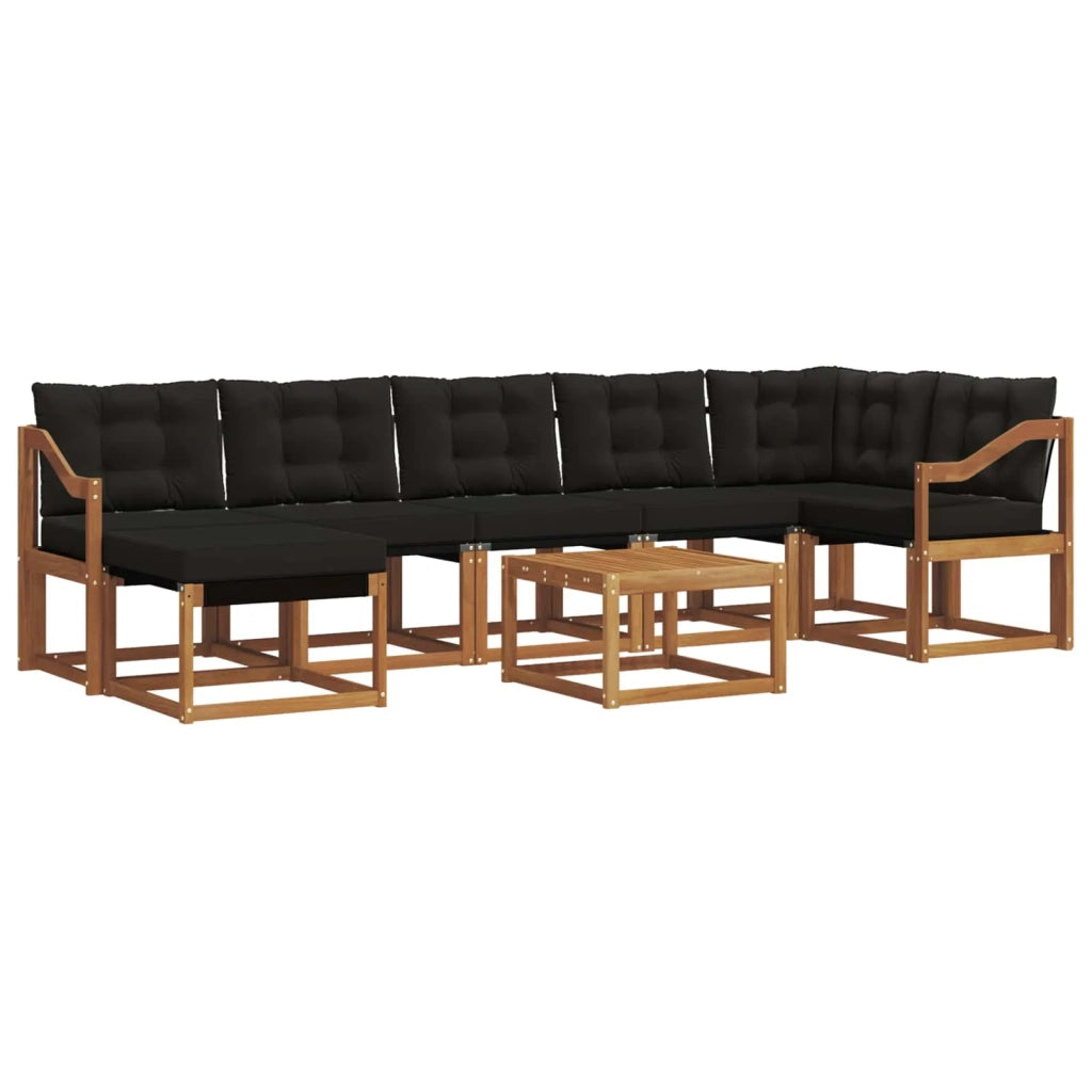 Set di divani da esterno con cuscino 8 pcs Naturale e Nero 3368915