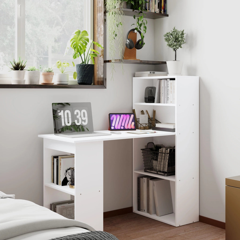 Scrivania con 2 scaffali e 5 ripiani ¨C Minimal ¨C Bianco 120x55x120