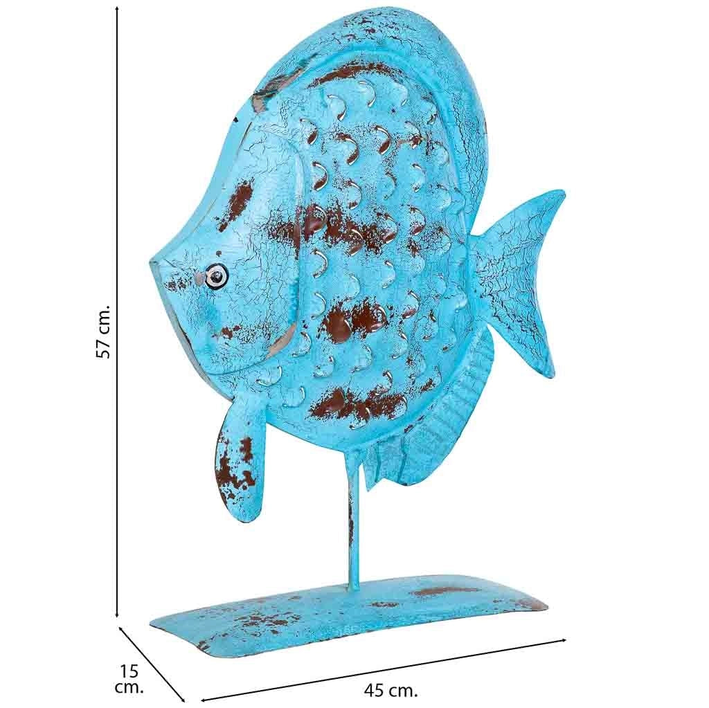 Figura pesce metallo blu 45x15x57h cm
