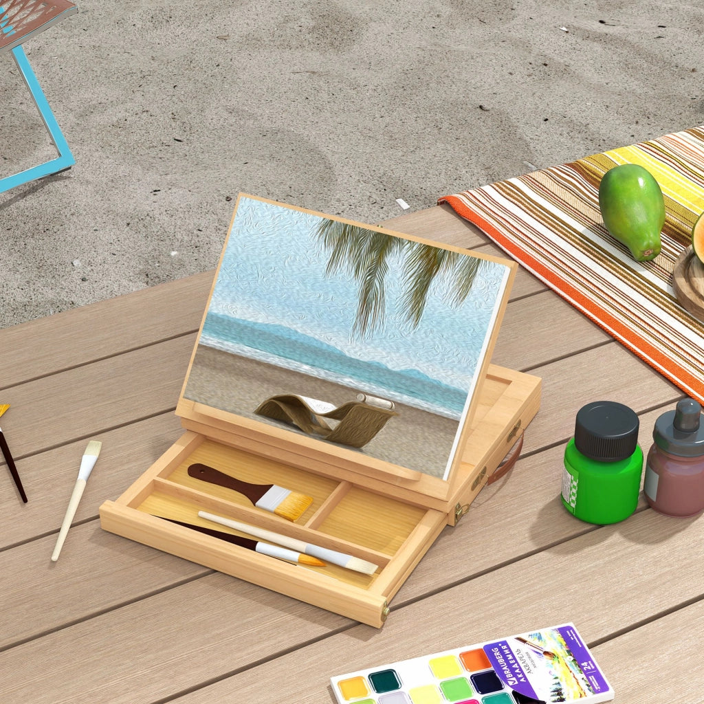 Tavolino da caff¨¨ con cassetto e ripiani ¨C zephmum ¨C legno massello naturale 60x40x60
