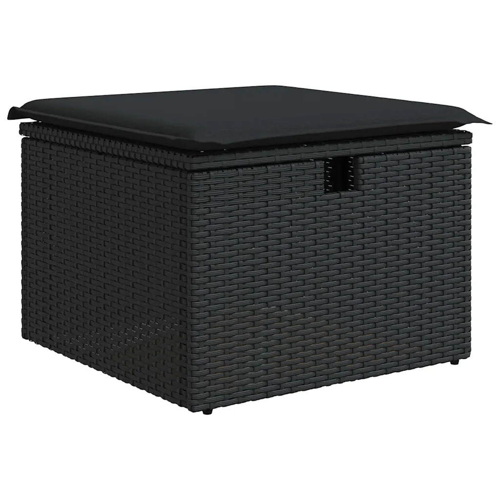 Set Divani da Giardino 5 pz con Cuscini Nero Polyrattan Acacia 3328035