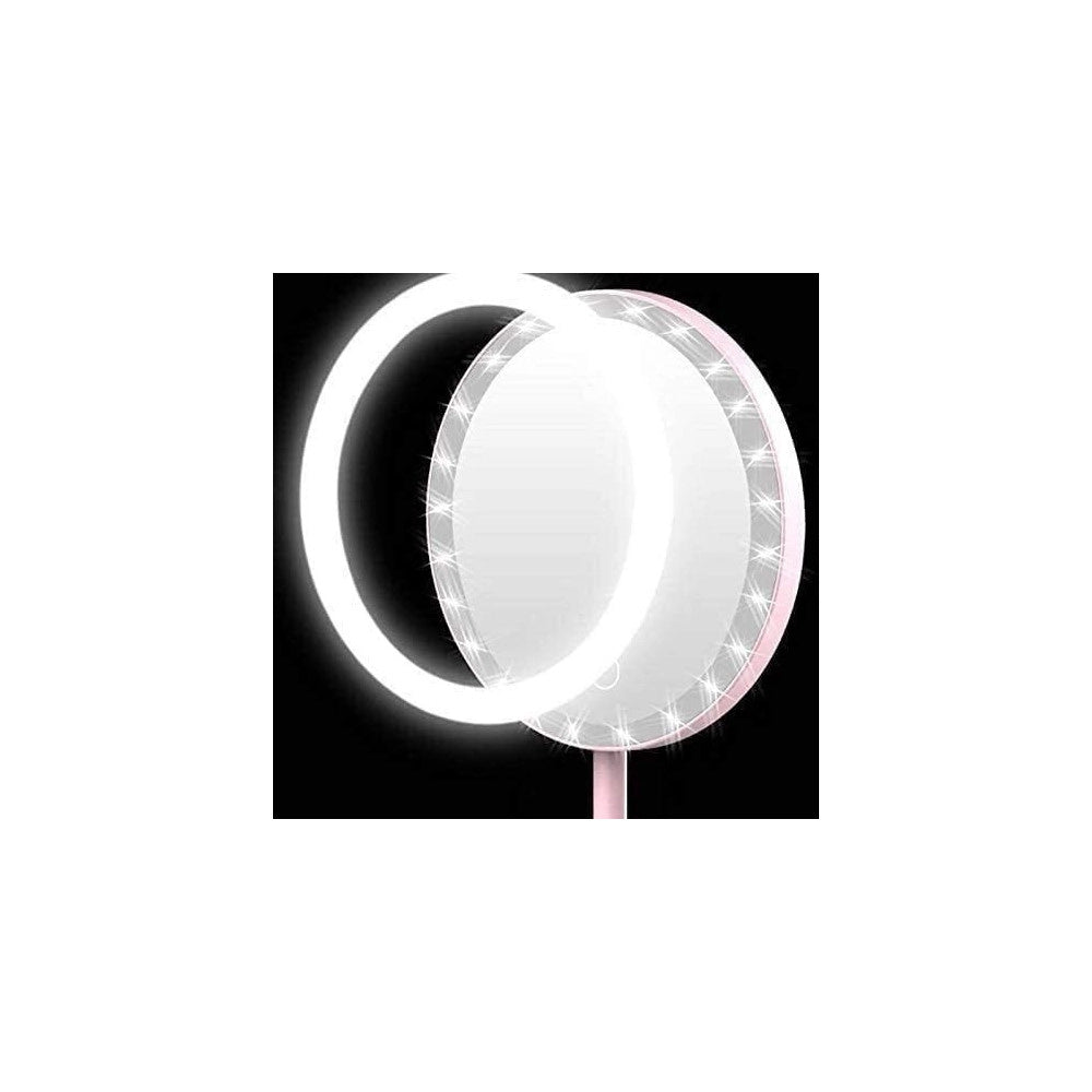 Trade Shop - Specchio Per Il Trucco Illuminato A Led Makeup Cosmetico Girevole Luce Ad Anello -