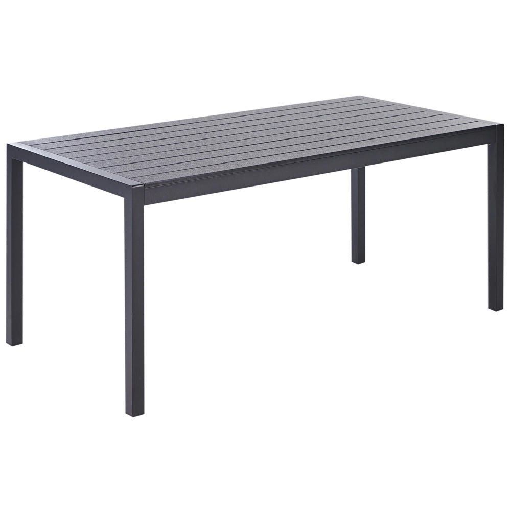 Set da Giardino 6 Sedie Tavolo Rettangolare Nero in Alluminio Anodizzato