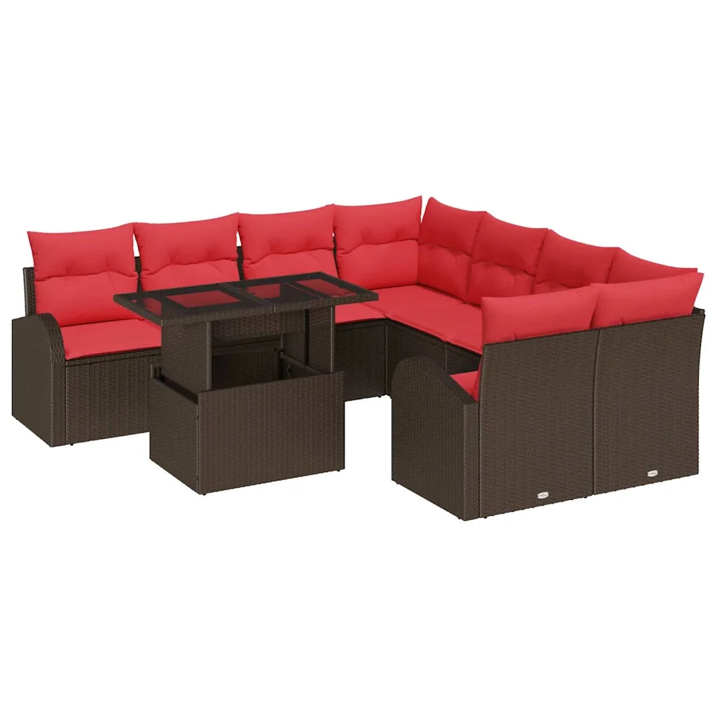 Set Divano da Giardino 9 pcs Marrone polyrattan 3348620