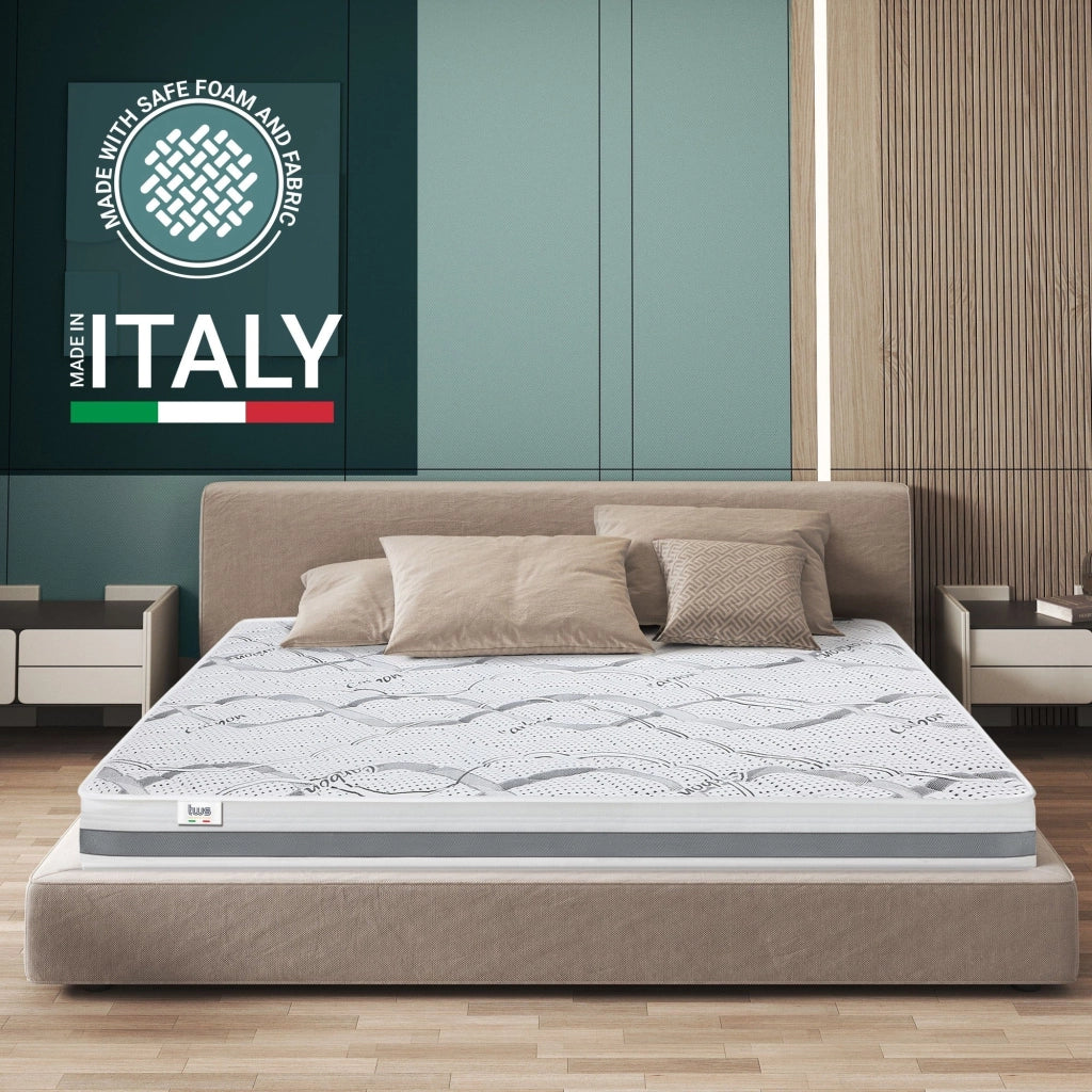 Materasso Singolo 100x180 cm a Media Rigidita' | Altezza 16 cm | Tessuto Anallergico e Traspirante | Proprieta' Ortopediche e Automodellanti | Prodotto in Italia