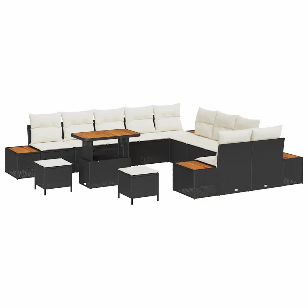 Set Divano da Giardino 13 pcs Nero polyrattan