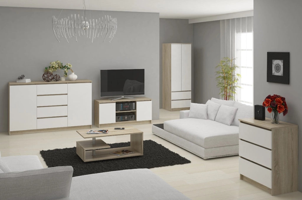 Mobile TV AKORD Sonoma Quercia 120 cm 2 ante inserto frontale Bianco 120x40x55 cm