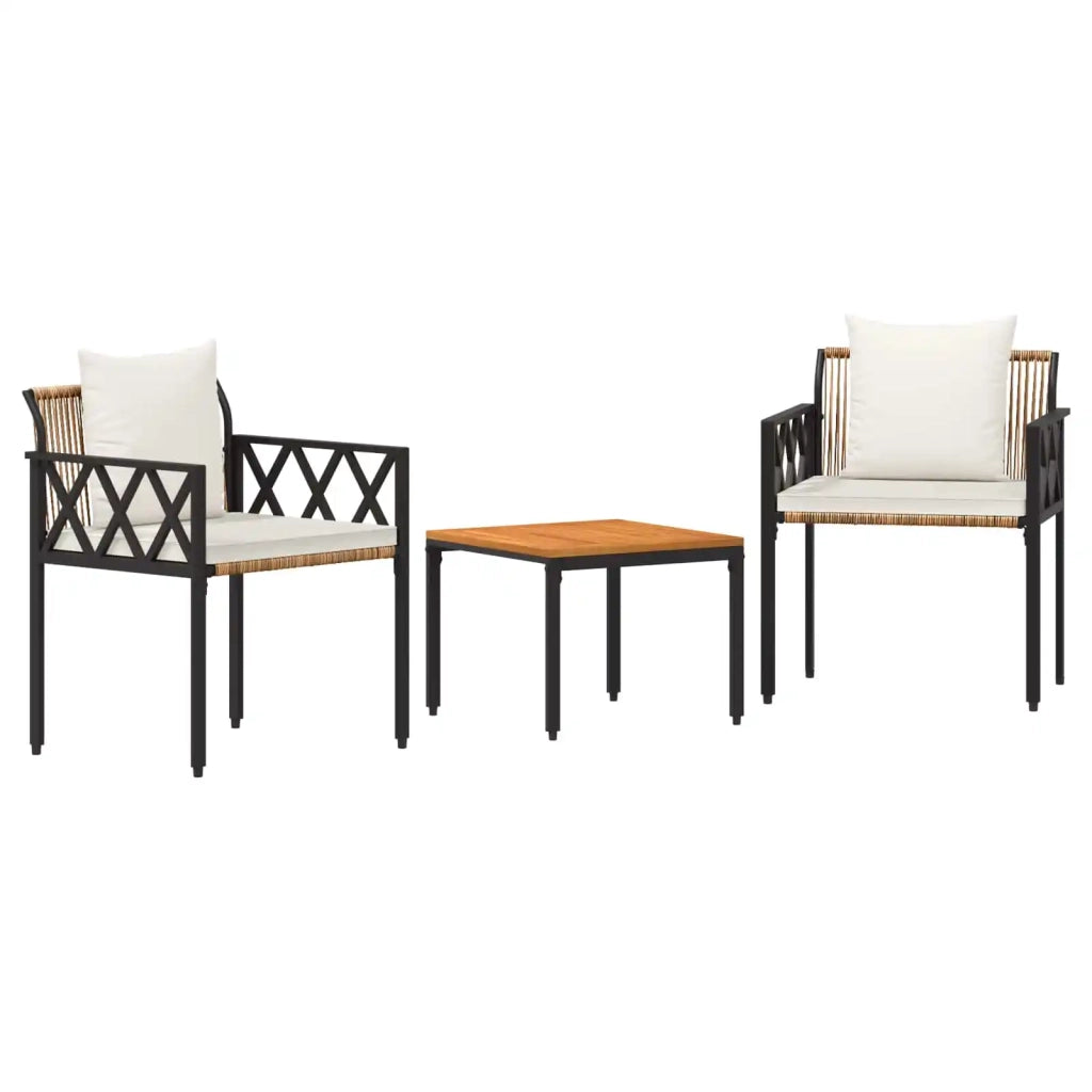 Set Mobili da Esterno 3 pcs Marrone e Bianco Crema polyrattan 42025349