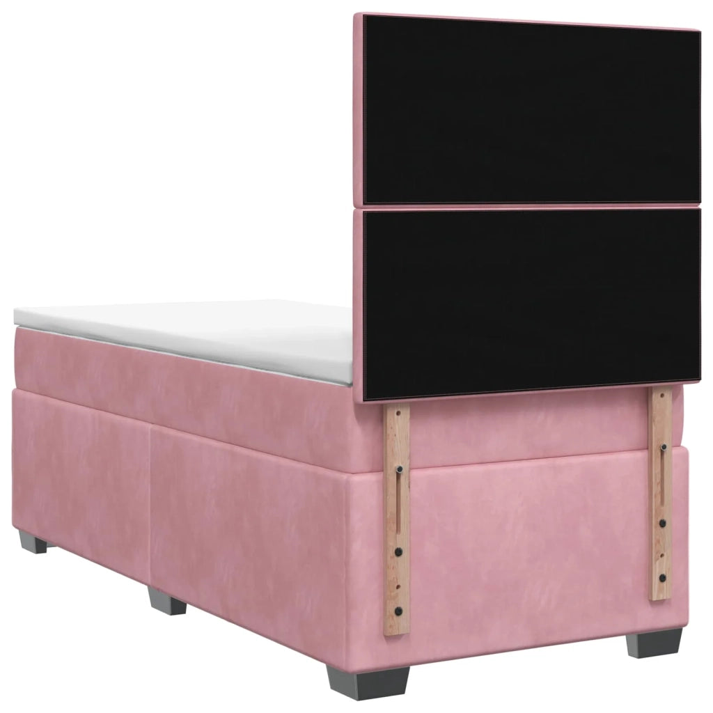 Letto box spring con materasso Rosa 80 x 200 cm Velluto 3453535