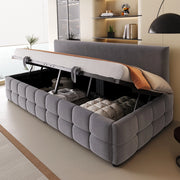 LETTO imbottito con contenitore idraulico 90x200 cm velluto grigio