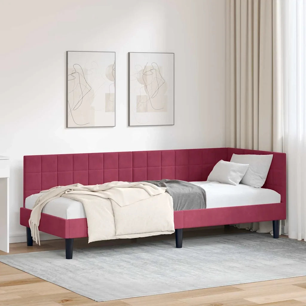 Cornice del letto ad angolo Rosso Vino 80 cm x 200 cm Velluto 42016412