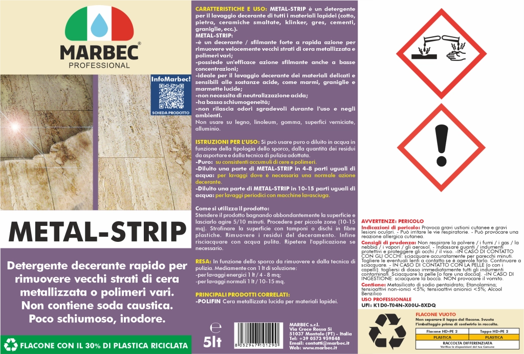 Detergente sgrassante professionale METAL-STRIP   5LTx4Pz