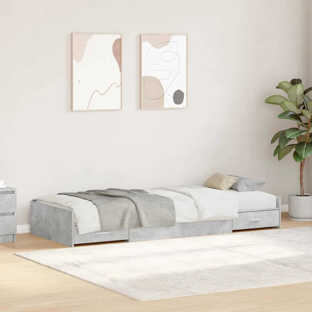 Letto singolo | Letto per adulti | Struttura del letto con testiera Grigio cemento 90 x 200 cm
