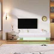 Mobile TV combinato - Zephmum - Bianco lucido e legno, LED regolabili