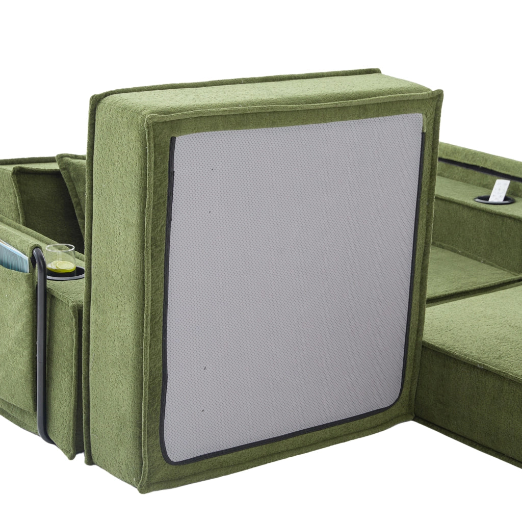Divano Letto 2 Posti con Pouf e Contenitore ¨C MINIMAL ¨C Tessuto