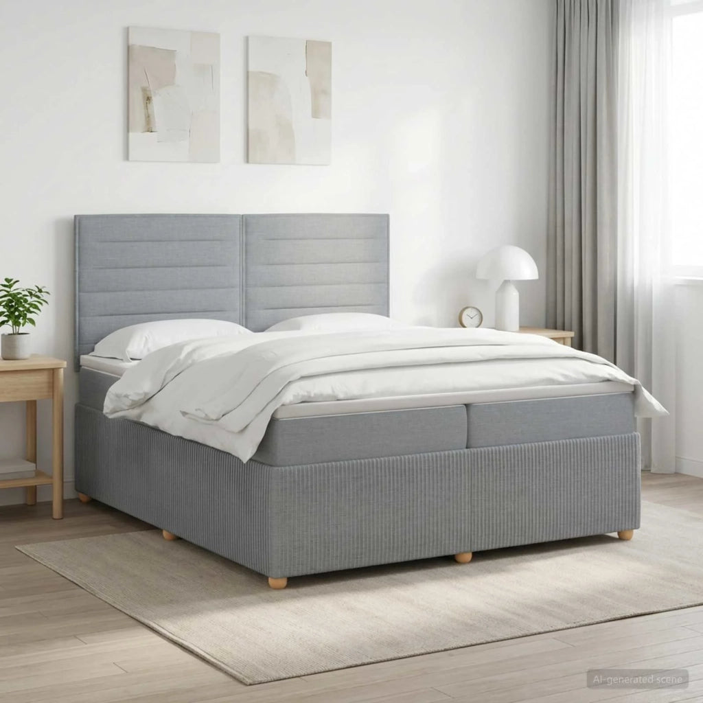 Letto box spring con materasso Grigio Chiaro 200 x 200 cm 3454466