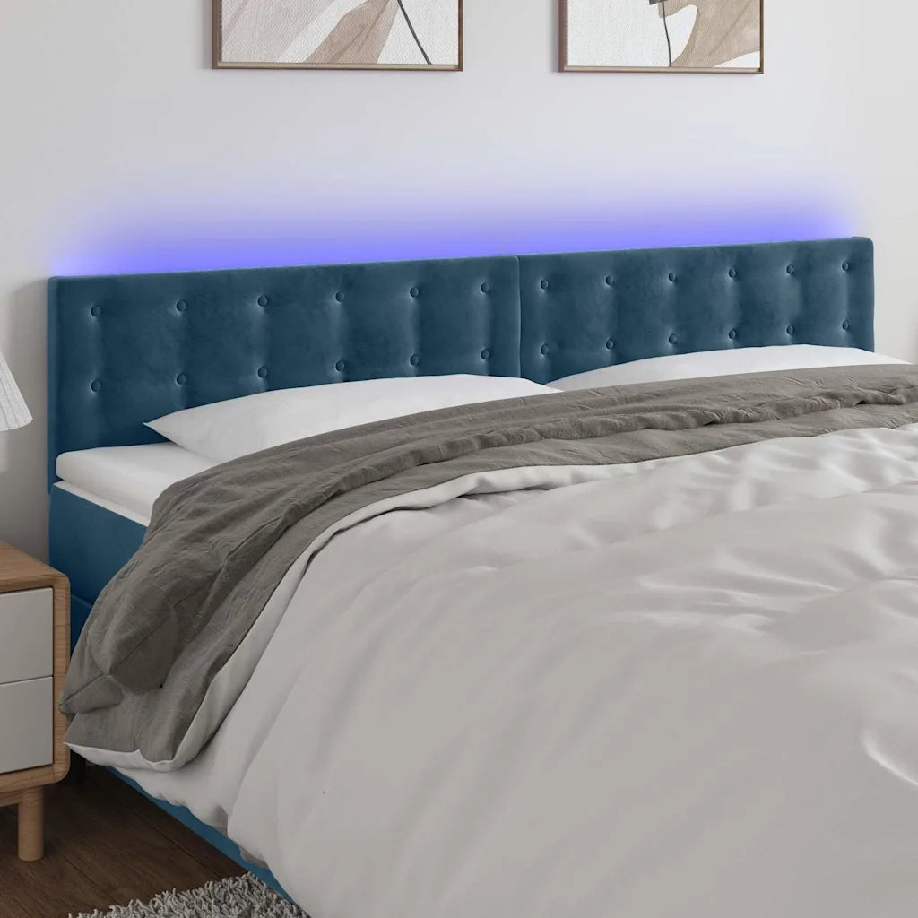 Testiera | Testata a LED Blu Scuro 180x5x78/88 cm in Velluto