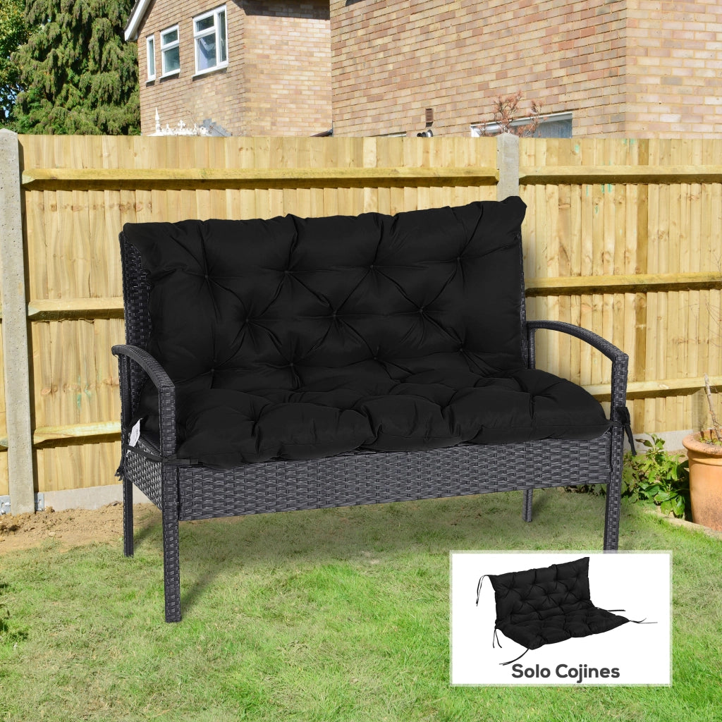 Cuscino per Divano da Giardino 2 Posti ¨C zephmum ¨C 100x98x8 cm Nero