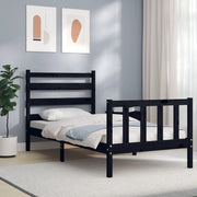 Giroletto con Testiera Nero Small Single in Legno Massello 3192000