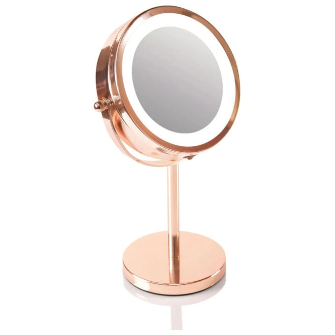 Rio MMST Specchio cosmetico da trucco LED ingrandimento 1x 5x doppia faccia colore Oro Rosa