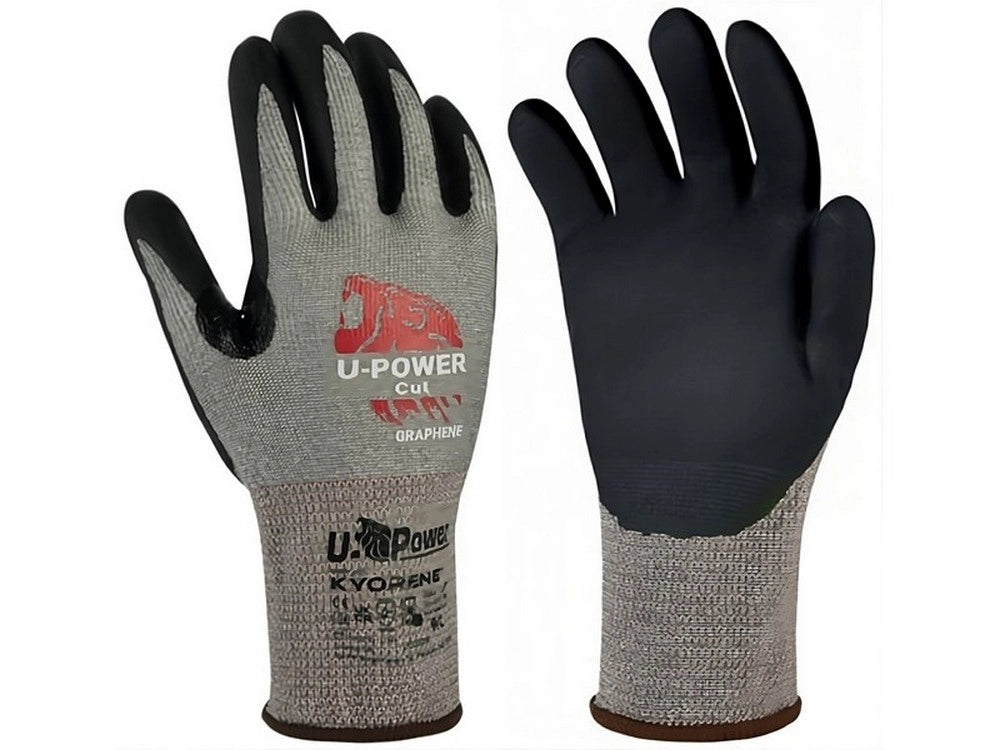 12paia guanti da lavoro antitaglio high in grafene/nitrile col. grigio/nero tg. 10 cod:ferx.vit54871