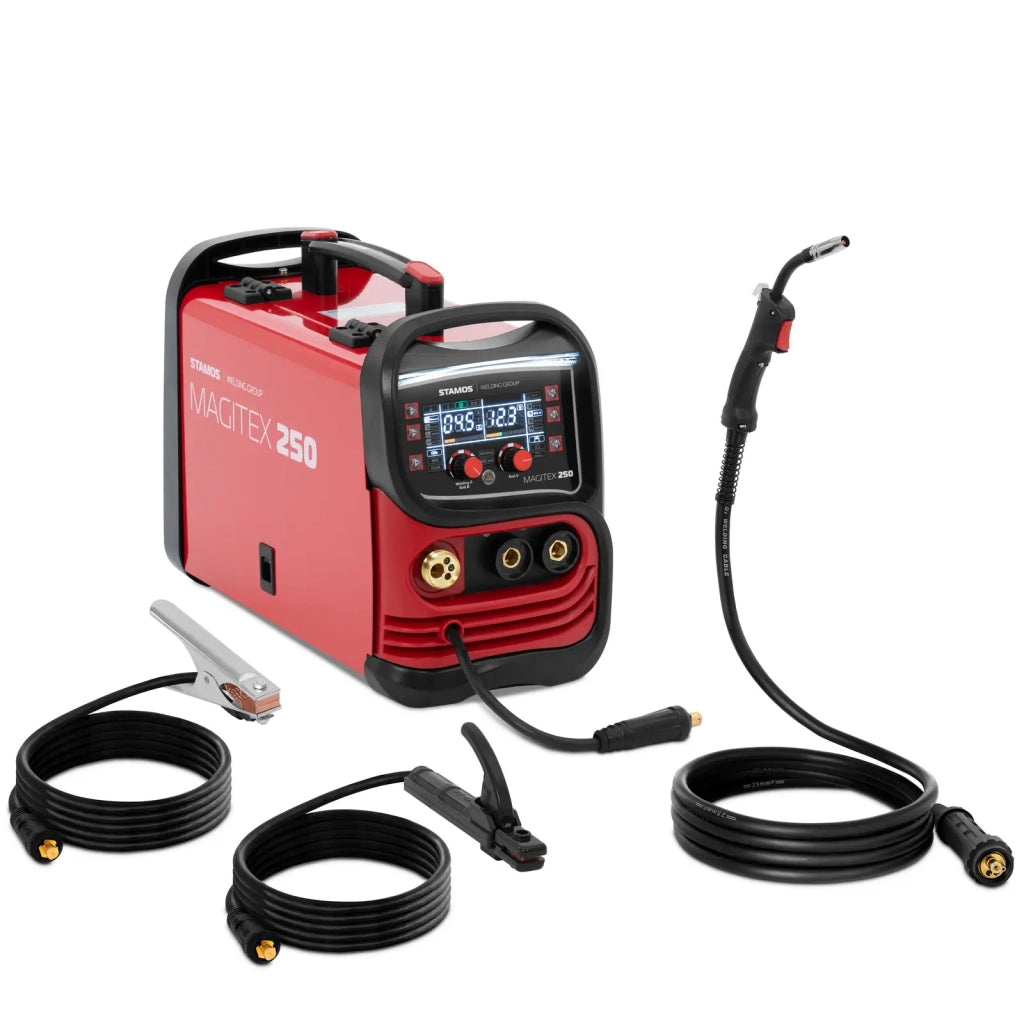 Saldatrice professionale MIG/MAG 250 A ciclo di lavoro 60% TIG/LIFTARC/MMA flusso in acciaio al carbonio rosso 14_0009679