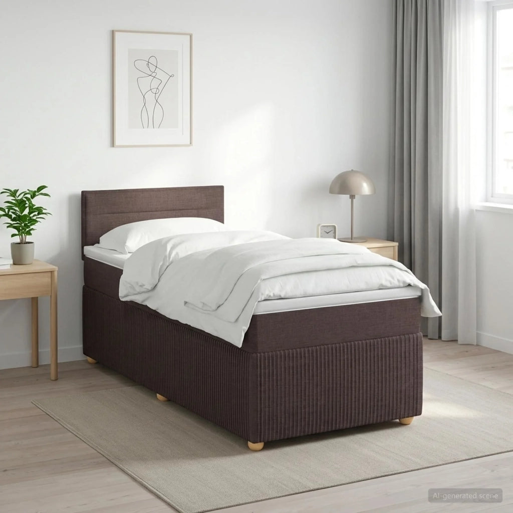Letto box spring con materasso Marrone Scuro 90 x 200 cm 3451373
