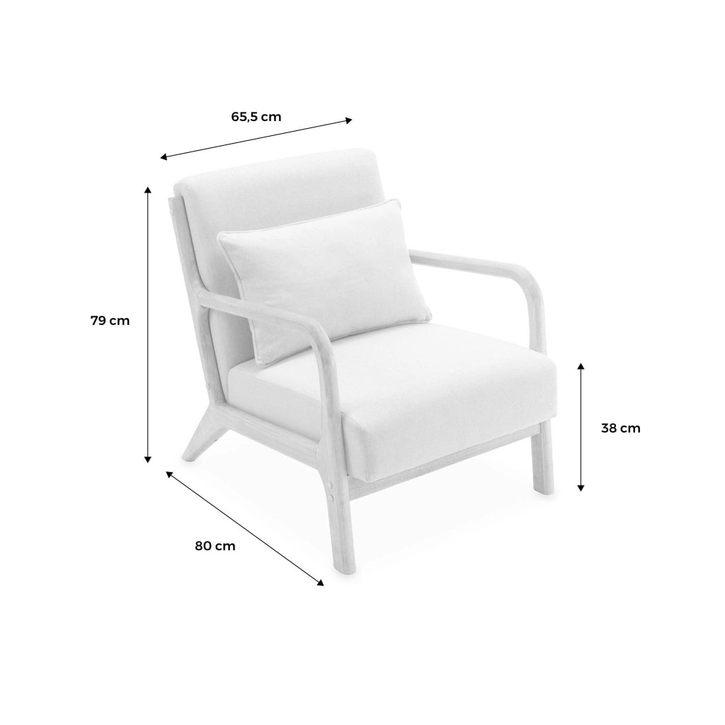 Set panca scandinava 2 posti e poltrona in legno, beige