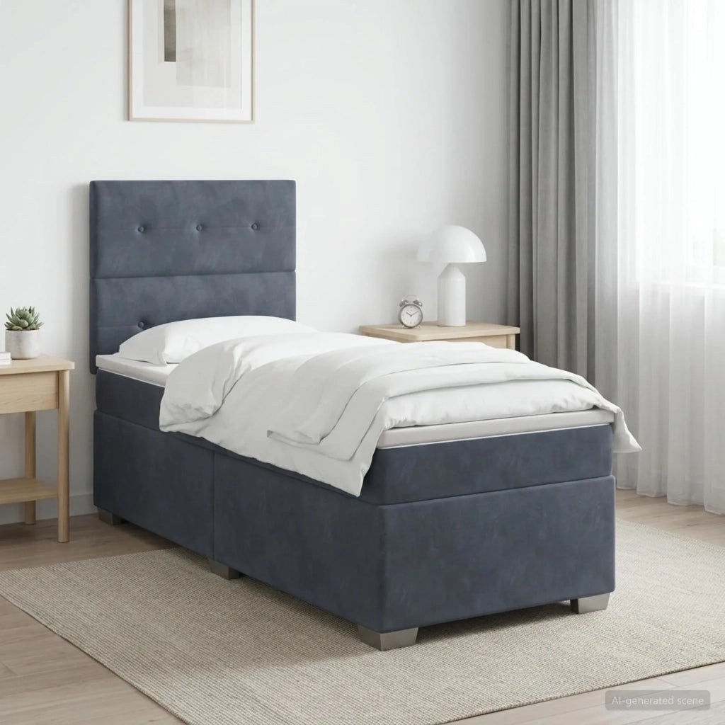 Letto box spring con materasso Grigio Scuro Singolo Velluto 3453725