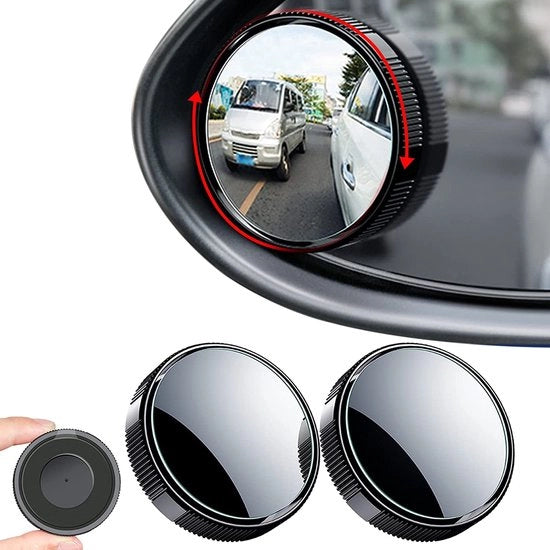 Specchio a 12 facce rotondo - set da 2 pezzi - 2 pollici - 360° - Nero