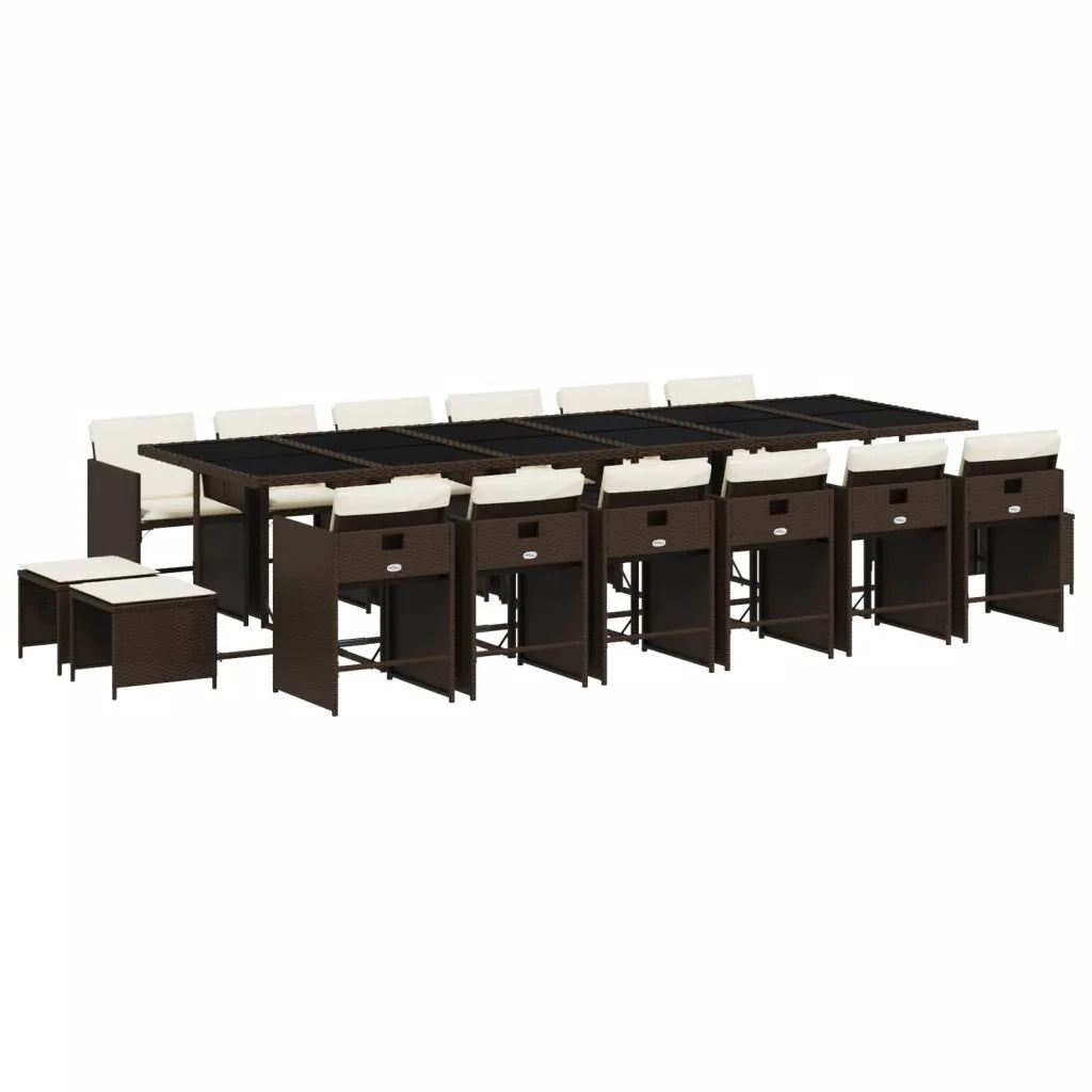 Set da Pranzo da Giardino 17 pz con Cuscini Marrone Polyrattan 3277952