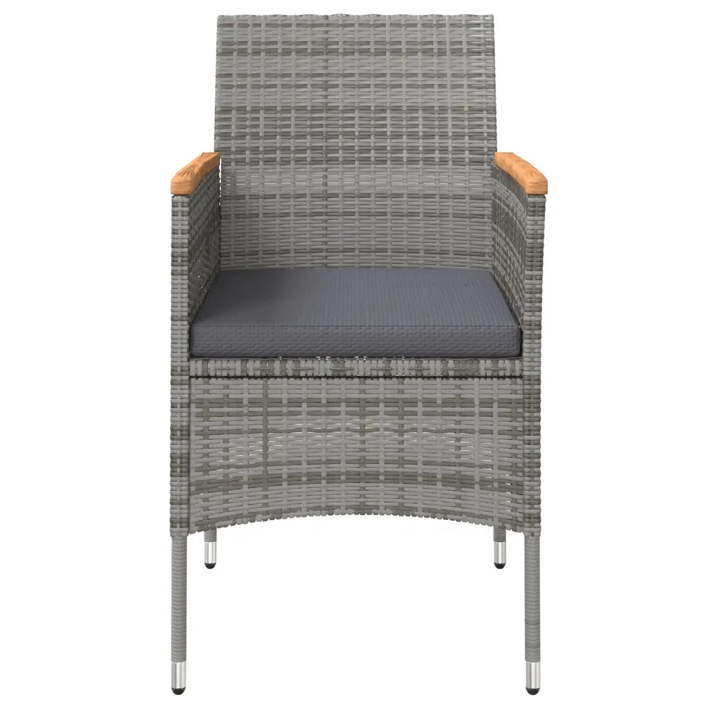 Set da Pranzo da Giardino 3 pz con Cuscini Grigio e Nero 3099335